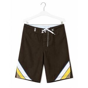 Hurley Brown Board Shorts Youth Size 6 Surf Swim Trunks Colorblock
